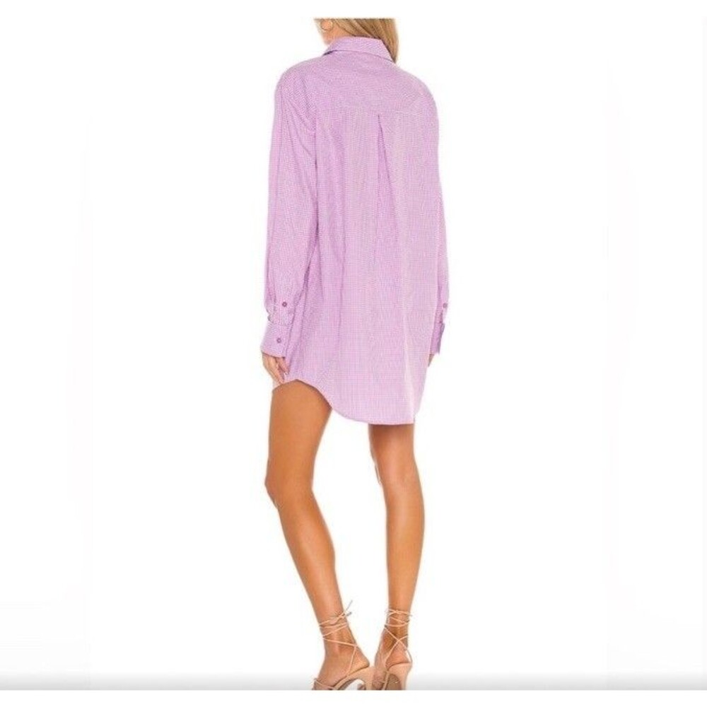 Camila Coelho Elliot Shirt Dress Gingham Check Pink Lilac White - Small - Picture 2 of 16